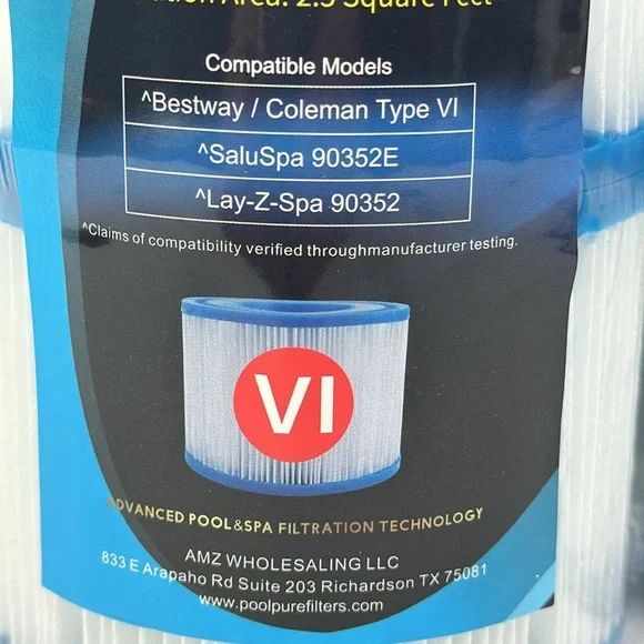 Poolpure Spa & Hot Tub Filters Type VI Set of 4 Lay Z Spa 90352, 90352E - Picture 3 of 8